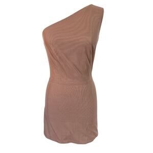 Bronx & Banco One Shoulder Mini Dress in Tan Beige Nude Size Medium/ US 6
